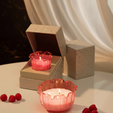 Berry Glow Glass Fluted Candle Set of 2