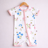 Bubz Bamboo Baby Romper - Soft Breathable Two-Way Zip - Blossoms