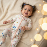Bubz Bamboo Baby Zipsuit - Two-way zip sleepsuit - Blossoms