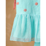 Casa Ninos Sea Blue Embroided Kota Doriya Co-Ord Set