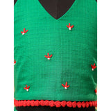 Casa Ninos Green Embroided Kota Doriya Lehenga Set