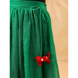 Casa Ninos Green Embroided Kota Doriya Lehenga Set