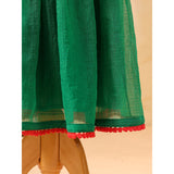 Casa Ninos Green Embroided Kota Doriya Lehenga Set