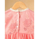Casa Ninos Peach Lacy Floral Kota Doriya Dress