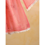 Casa Ninos Peach Lacy Floral Kota Doriya Dress