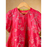 Casa Ninos Pink Embroided Top With Green Sharara