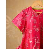 Casa Ninos Pink Embroided Top With Green Sharara