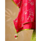 Casa Ninos Pink Embroided Top With Green Sharara