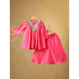 Casa Ninos Pink Mul Chanderi Sharara Set