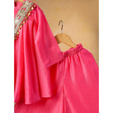 Casa Ninos Pink Mul Chanderi Sharara Set