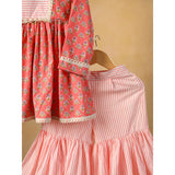 Casa Ninos Peach Floral Sharara Set