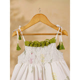 Casa Ninos Tie Shoulder Smocked Floral Dress
