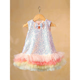 Casa Ninos Pink Sequins Multicolour Layer Dress