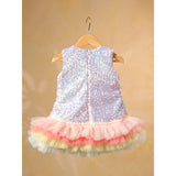 Casa Ninos Pink Sequins Multicolour Layer Dress