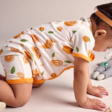 Bubz Bamboo Baby Romper - Soft Breathable Two-Way Zip - Orange