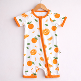 Bubz Bamboo Baby Romper - Soft Breathable Two-Way Zip - Orange