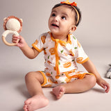 Bubz Bamboo Baby Romper - Soft Breathable Two-Way Zip - Orange