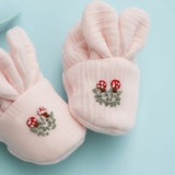 Pink Bunny Booties for Girls with Embroidery