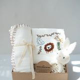 Baby Boy Gift Hamper with Cotton Romper and Swaddle | Little Meadows | White