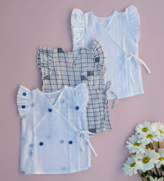 Newborn Jabla | Handwoven Mull Cotton | Jamdhani Elegance | Set of 3 | Girls