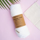Lace-Trimmed Organic Cotton Swaddle Blanket | White