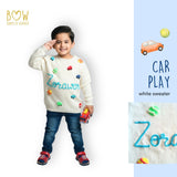 Boys Customised Car Play Sweater - White