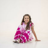 Mamarill Girls A Bright And Bold Co-Ord Set Tie-Dye Patternwith Puff-Sleeve Top Pairs With Wide-Leg Pants