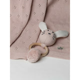 Favori Baby Blanket With Fish Rattle, 100% Cotton Knitted Pointelle In Marine Blue