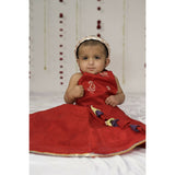Little Awadh Red Kasab Ambi Skirt Set