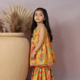 Casa Nions Yellow Muslin Sharara Set