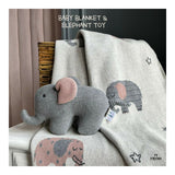 Favori Baby Blanket With Elephant Toy, 100% Cotton Knitted