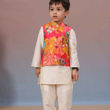Casa Ninos Red Muslin Jacket Set