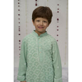 Little Awadh Rainbow Jaal Hand Embroidered Chikankari Kurta