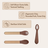 Dodo Baby Silicone Cutlery Set Brown