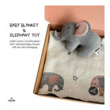 Favori Baby Blanket With Elephant Toy, 100% Cotton Knitted
