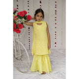 Little Awadh Full Embroidered Chikan Kurta Sharara Set