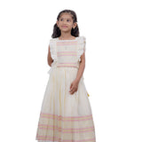 Di & De Girls Premium Handloom Ethnic Square Neck Top With Skirt