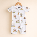 Bubz Bamboo Baby Romper - Soft Breathable Two-Way Zip - Indian Safari