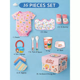 LSB 16pcs Pink Mermaid Newborn Hamper/Gift Box for Baby Girl, 0-6 months