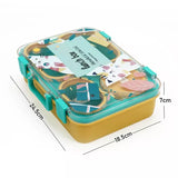 Little Surprise Box,Teal & Mustard Meow Compact Tiffin Lunch Box for Kids