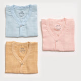Aariro Muslin Jabla set - Blue Pink Beige (3 Pcs)