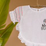 Mamarill Girls White Cotton Top With Pant