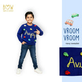 Boys Customised Cars Sweater - Navy