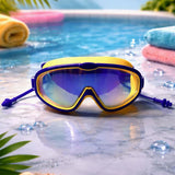 Navy & Yellow Anti-Fog UV Protection Leakproof Swim Goggles for Kids, 7–15 Years