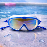 Blue & White Anti-Fog UV Protection Leakproof Swim Goggles for Kids, 7–15 Years