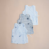 Pure Cloth Newborn Jabla | Handwoven Mull Cotton | Jamdhani Elegance | Set of 3 | Boys