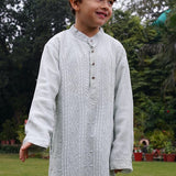 Soft Peach Kurta Adorned With Unique Circle Chikankari Bootis