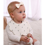 LSB 2PCS Bow & Bunny Print Petal style muslin Bibs Set with Bow rubber band, Muslin Adjustable Button Closure & Wide Shoulder Size Bibs
