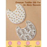 LSB 2PCS Set Floral Soft Muslin Adjustable Lace Tie-Up Bibs with Matching Bow Hair Tie