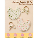 LSB 2pcs set Green Pink soft adjustable Lace Tie up Bibs with matching bow hair tie up
